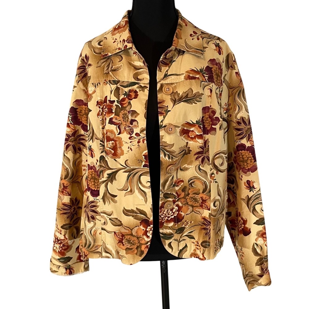Coldwater Creek Medium Floral Scrollwork Button Front Cotton Jacket
Cottagecore